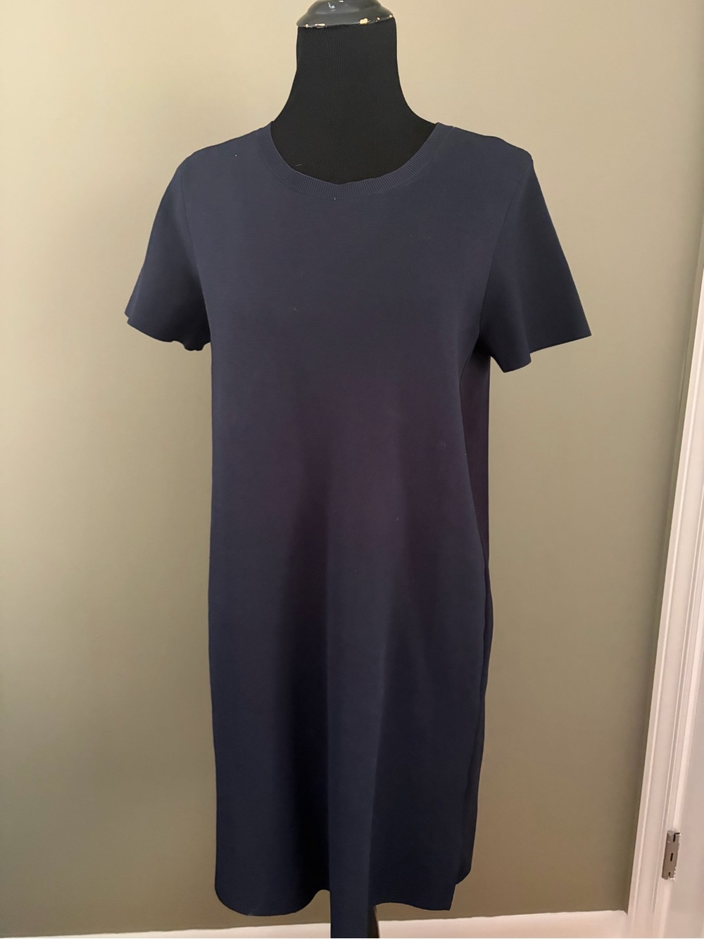 Theory Navy Short-Sleeve Shift Dress